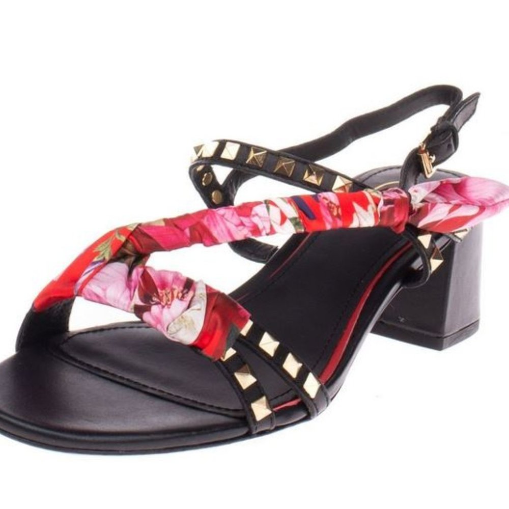 BRAND NEW ASH Leather Slingback Sandals sz 6 Satin Tie Pyramid Stud a174912